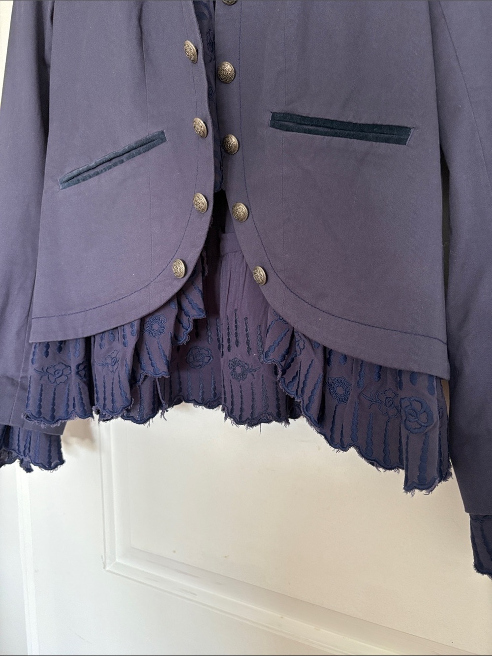 SUNDANCE Carolina Ruffle Military Velvet Blazer - Picture 4 of 12
